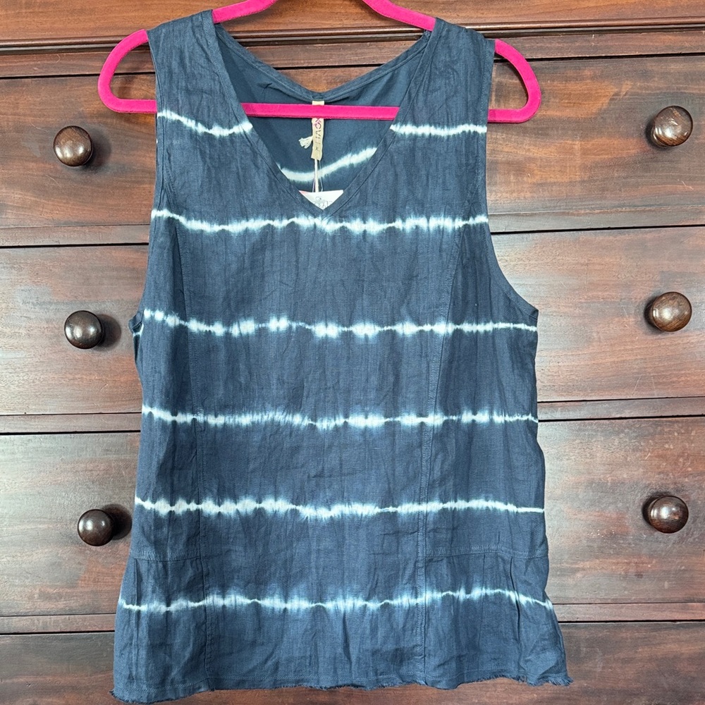 XCVI Indigo Tie-Dye V-Neck Tank Top